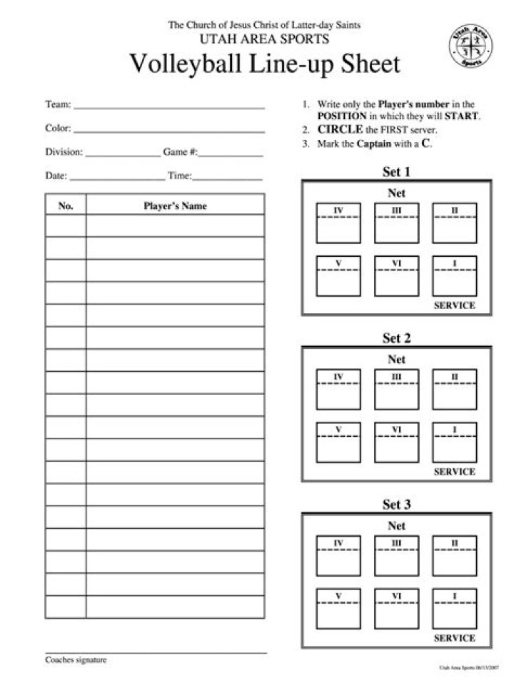 Volleyball Lineup Sheet PDF – Print & Download Template