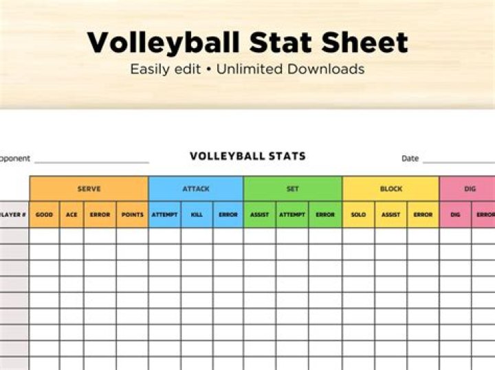 Download Free Volleyball Statistics Sheet PDF for Player Analysis