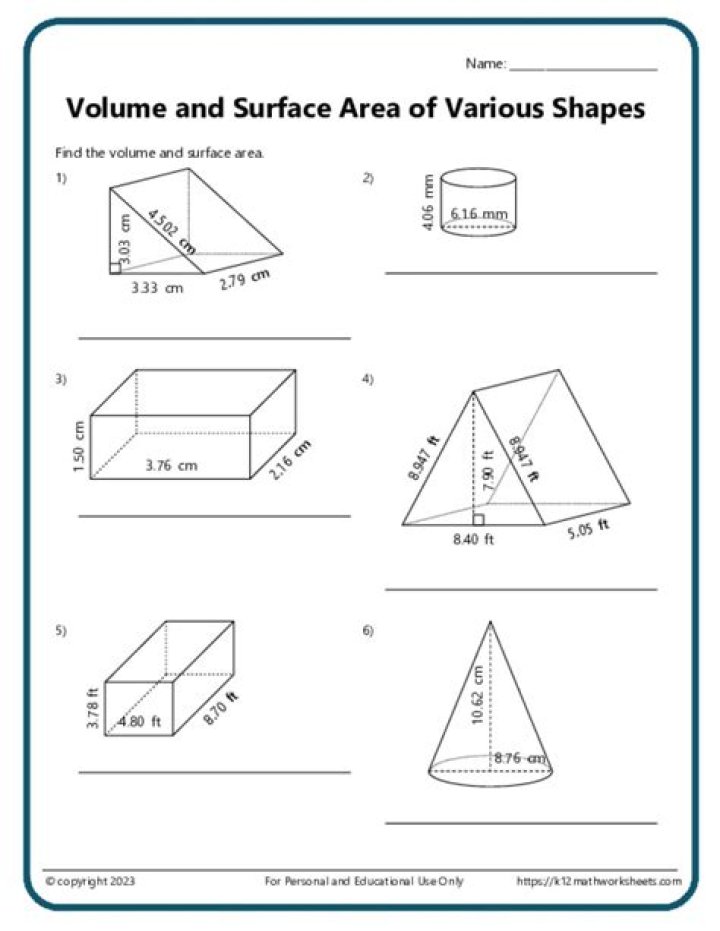 Master Volume & Surface Area: Compound Shapes Worksheet PDF