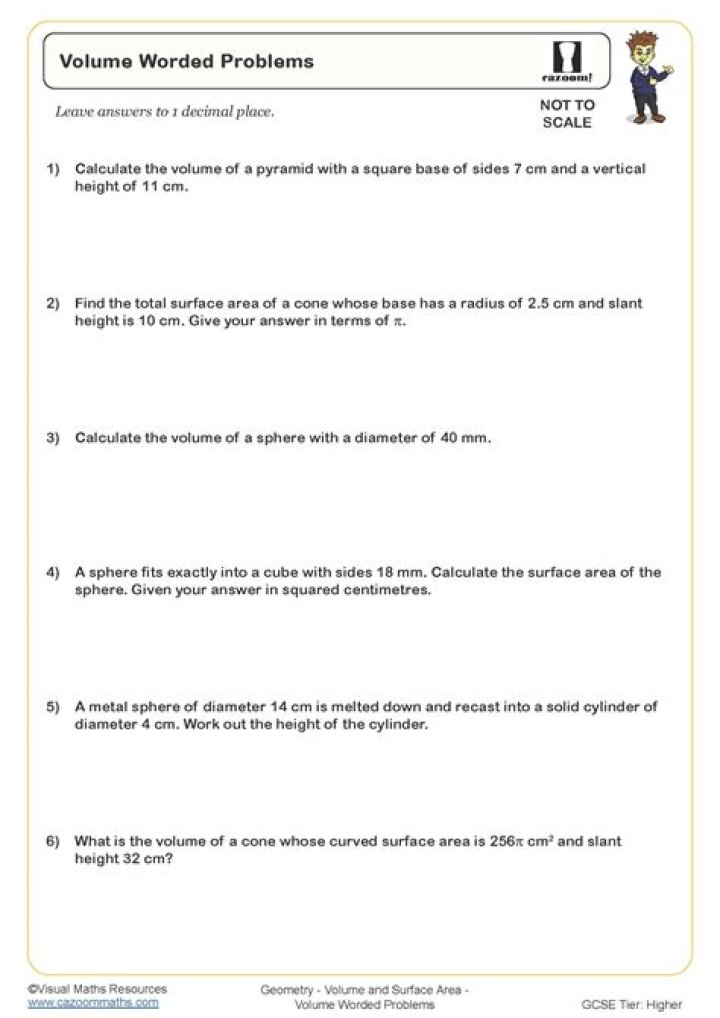 Cylinder Volume Word Problems Worksheet PDF for Math Practice