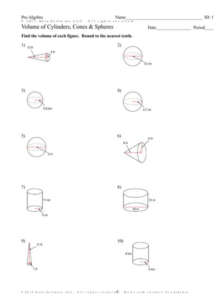Free PDF: Volume of Cylinders, Cones, and Spheres Worksheet
