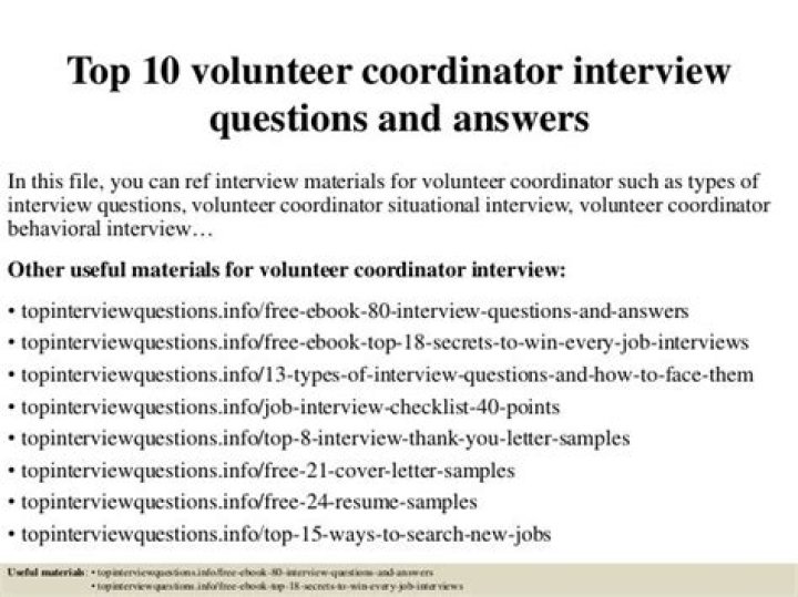 Volunteer Coordinator Interview Questions & Answers PDF