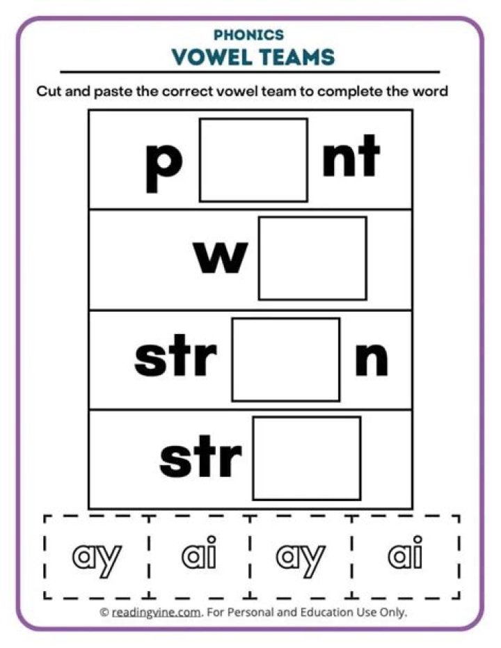 Free Vowel Team Worksheets PDF – Instant Printable Language Lessons