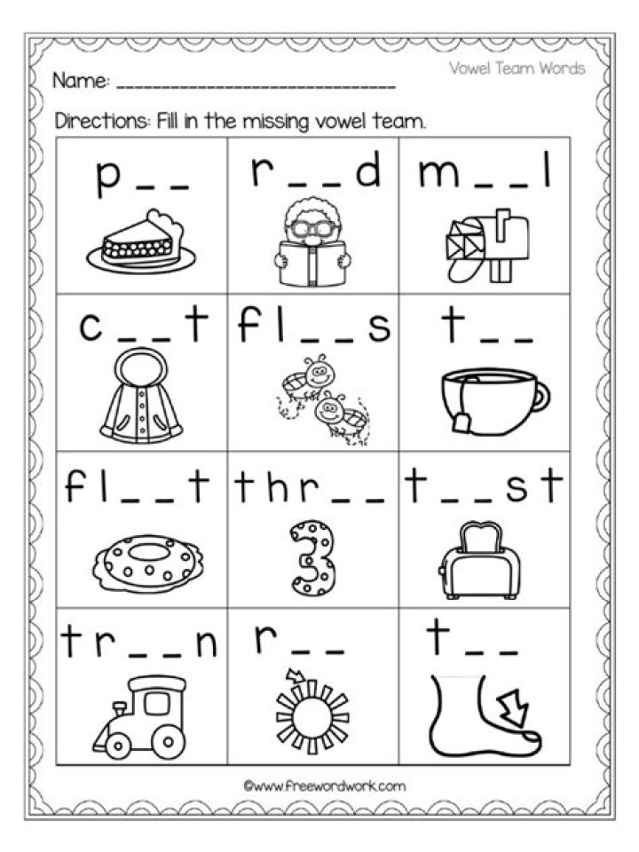Free Vowel Team Worksheets PDF for Easy Phonics Practice