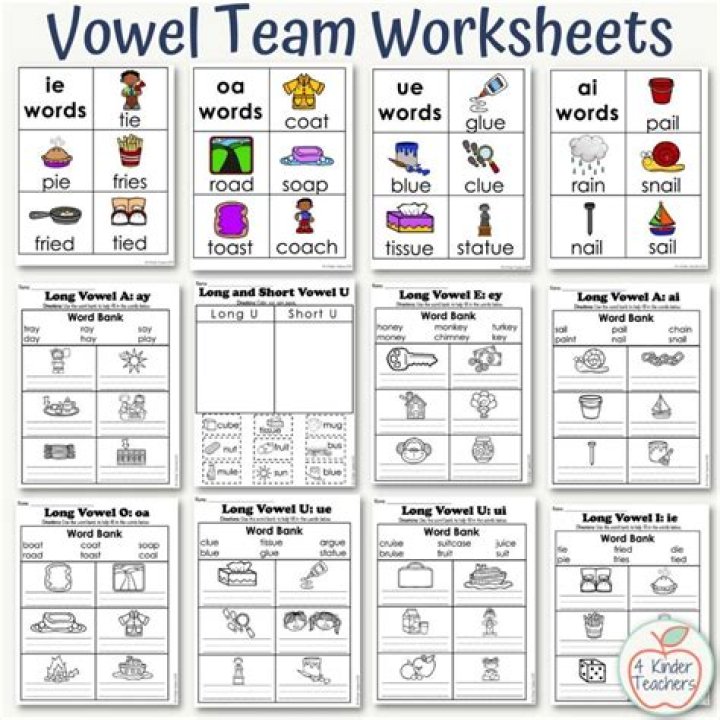 Free Vowel Teams Worksheets PDF - Instant Download for Phonics Practice