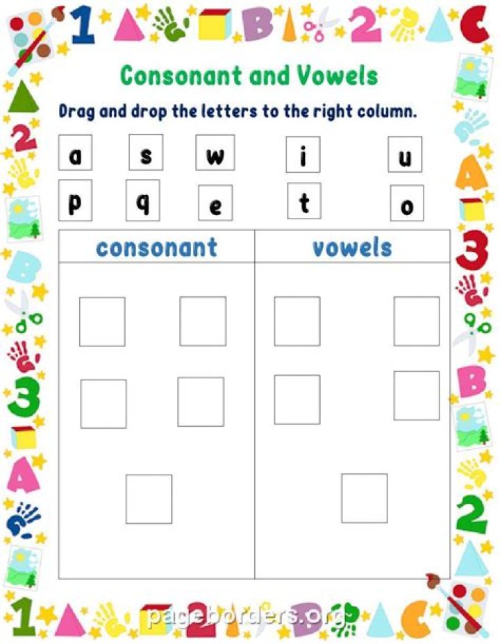 Free Vowels and Consonants Worksheets for Kindergarten PDF