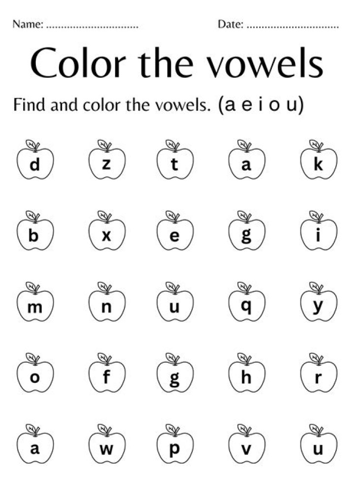 Free Vowels Worksheets for Kindergarten PDF – Instant Download