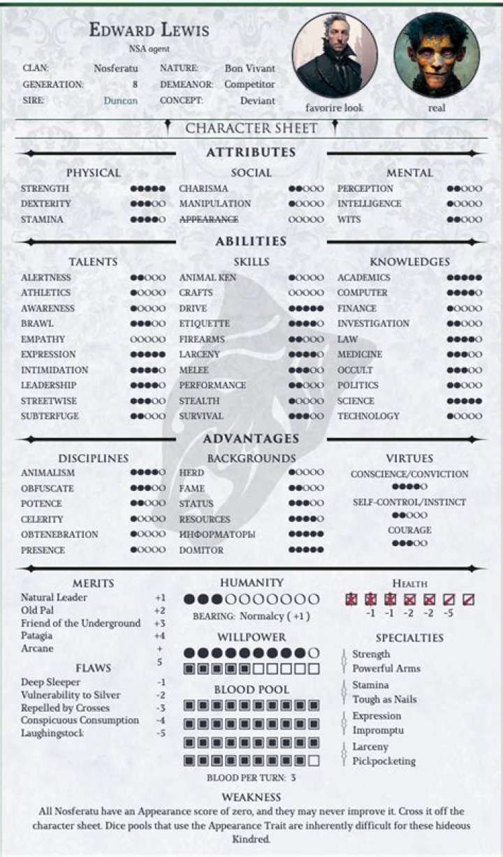 VTM V20 Character Sheet PDF – Complete Download Now