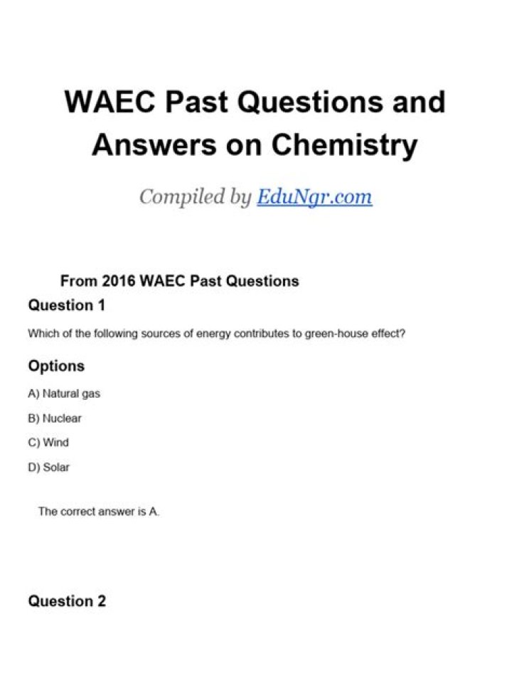 WAEC Chemistry Past Questions & Answers PDF – Download Free