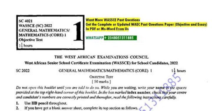 WAEC Elective Maths Past Questions Past Papers PDF