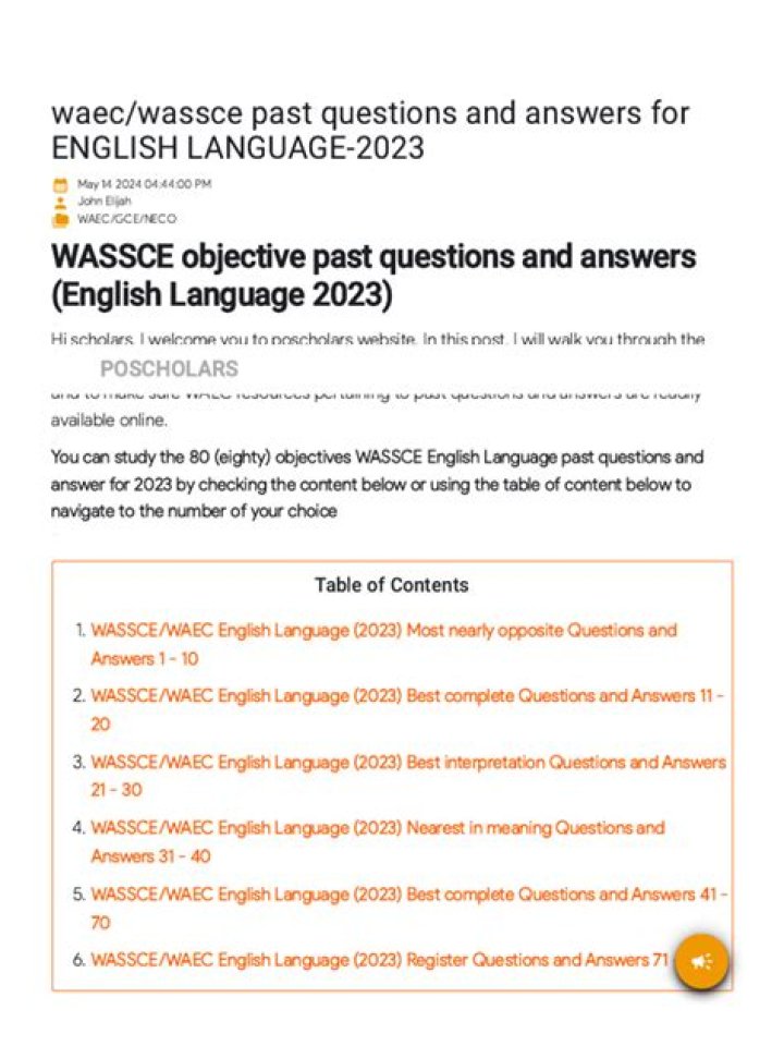WAEC English Past Questions PDF – Perfect Study Material