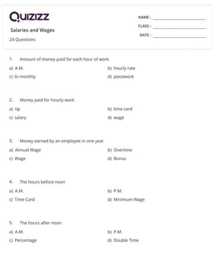 Free Wages and Salaries Worksheet PDF for Accurate Payroll Tracking