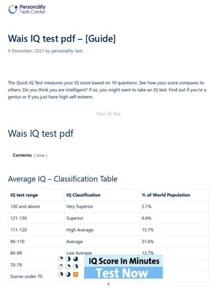 Wais IQ Test PDF: Instant Free Analysis & Results