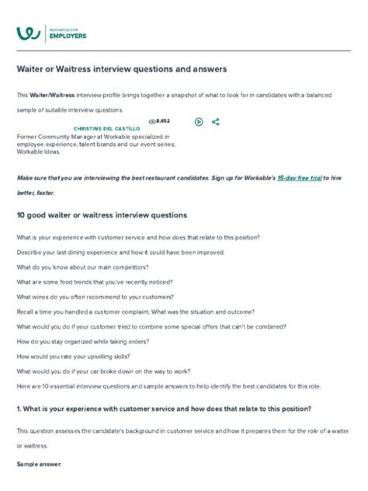 Waitress Interview Questions with Answers PDF: Expert Tips & Common Queries