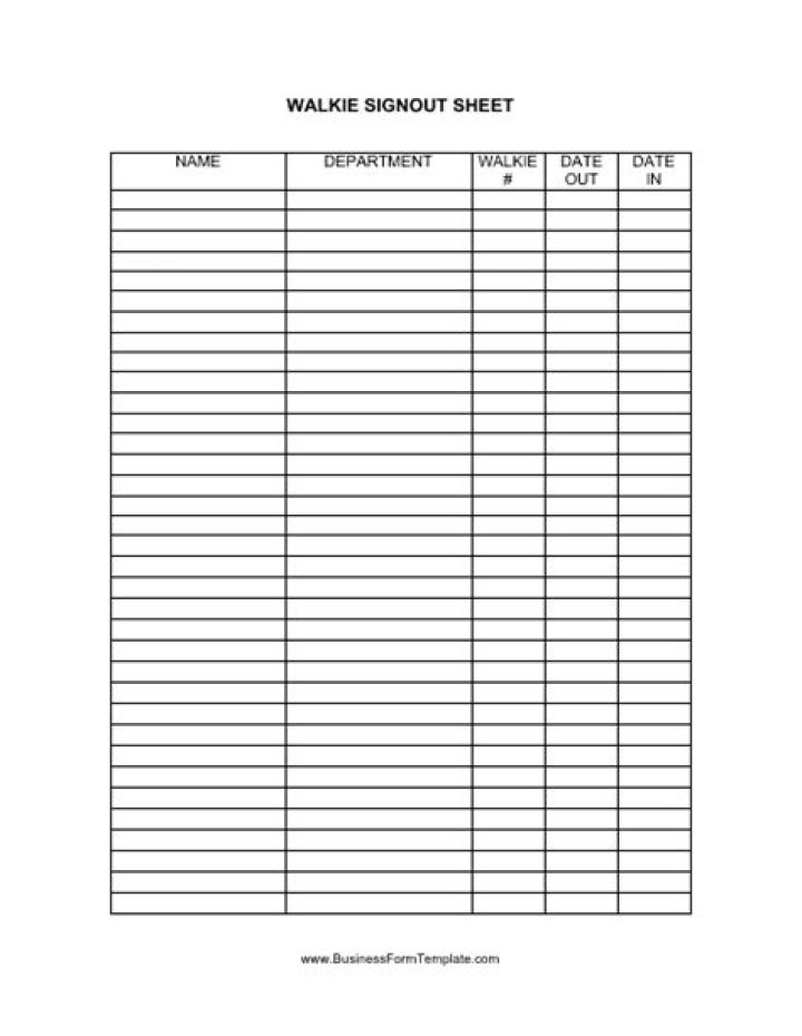 Walkie Sign Out Sheet PDF for Easy Check-Out Management