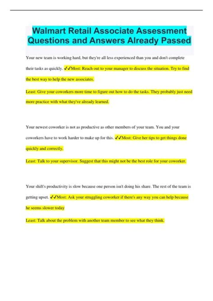 Walmart Assessment Answers PDF: Get Instant Score Breakdowns