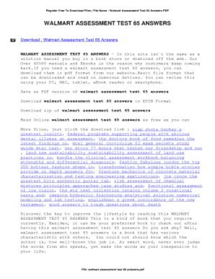 Walmart Assessment Test Answers 2021 PDF – Free Download & Study Guide