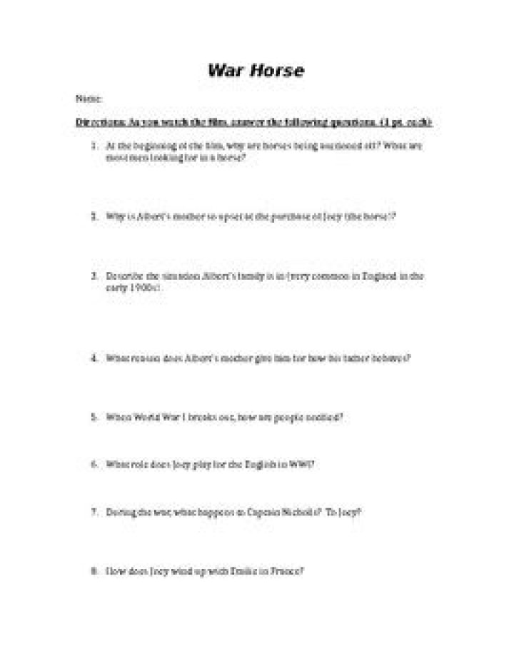 War Horse Movie Questions & Answers PDF: Expert Insights
