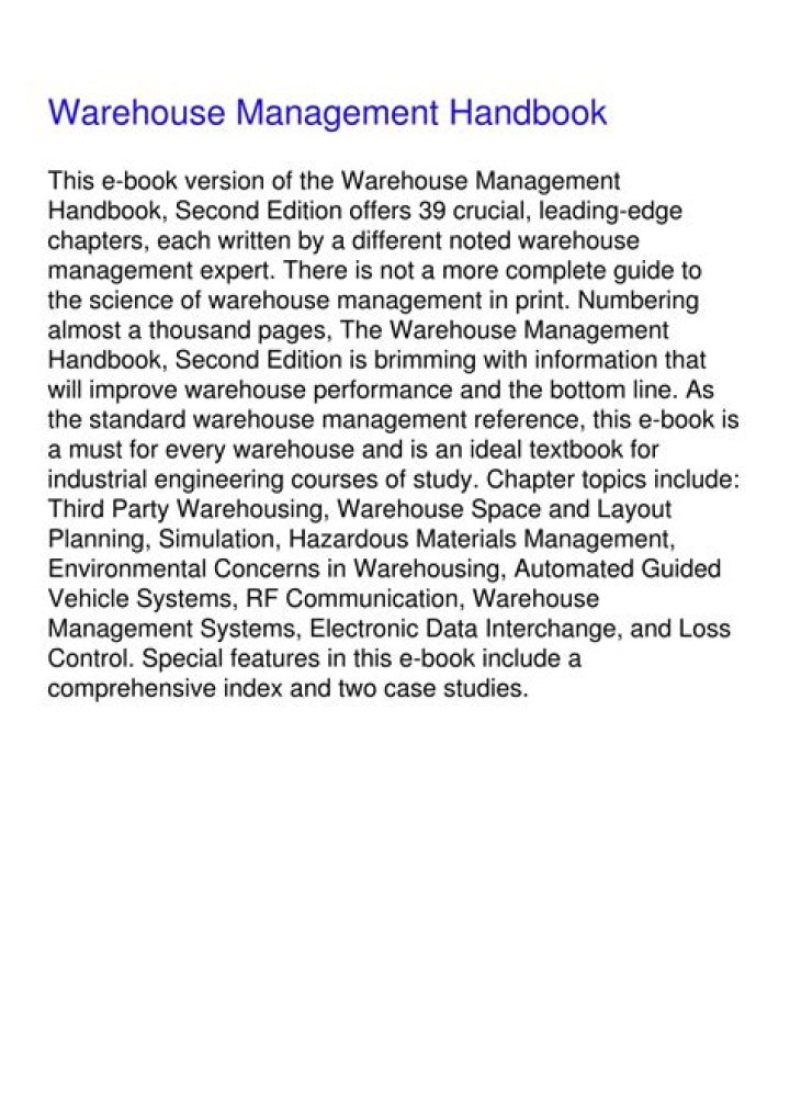 Warehouse Management Handbook PDF: Complete Guide for Efficient Operations