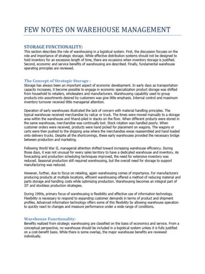 Warehouse Management PDF Notes: Essential Study Guide & Tips