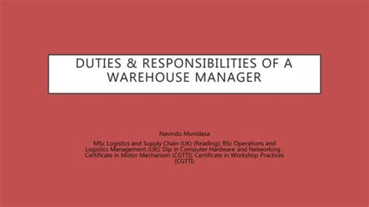 Warehouse Operations Manager Duties and Responsibilities PDF Guide