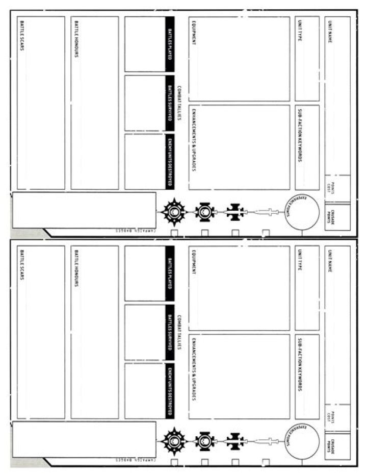 Warhammer 40k Crusade Sheet PDFs – Free Downloadable Templates