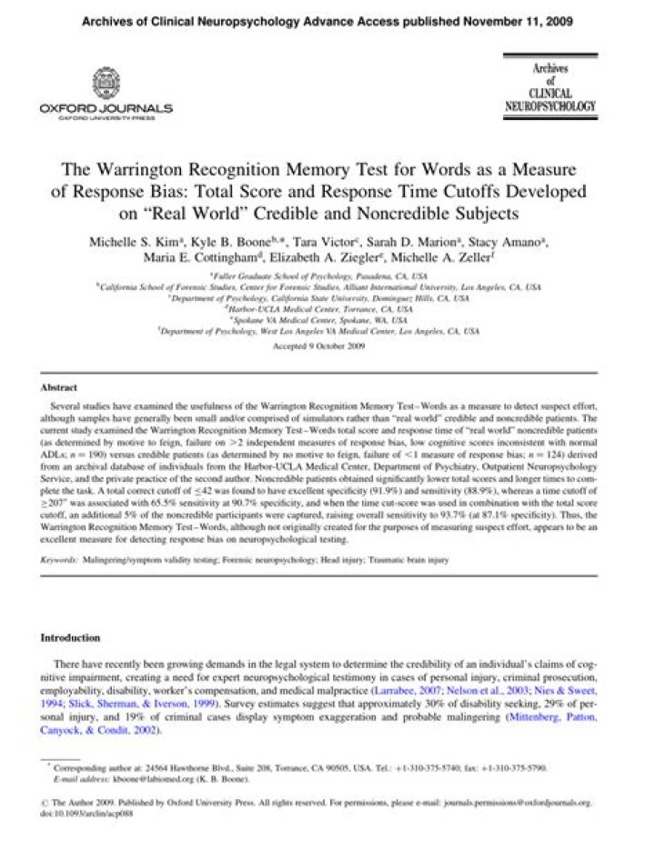 Warrington Recognition Memory Test PDF: Practice & Evaluation Guide