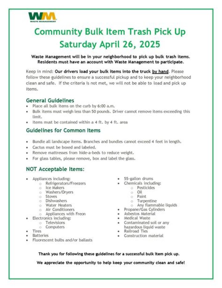 Waste Management Bulk Pickup Guidelines PDF: Legal & Safe Disposal Rules