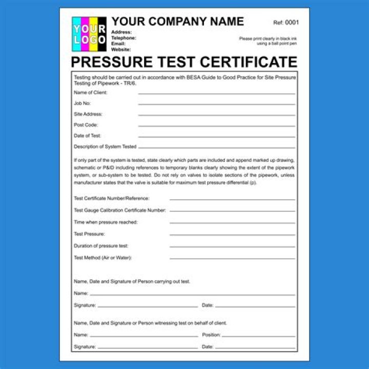 Water Pressure Test Certificate PDF Download – Official Compliance