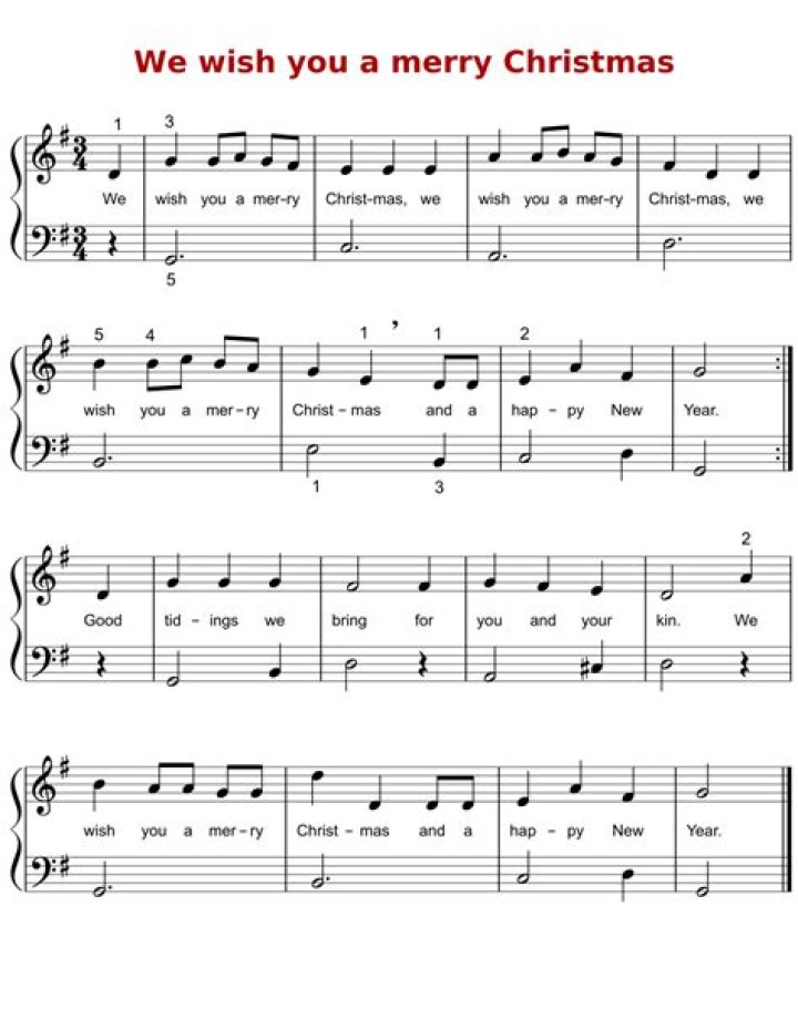 Download Free Christmas Music Sheet PDF - We Wish You a Merry Holiday