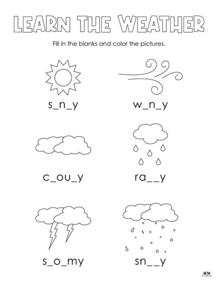 Printable Weather Worksheets for Kindergarten PDF