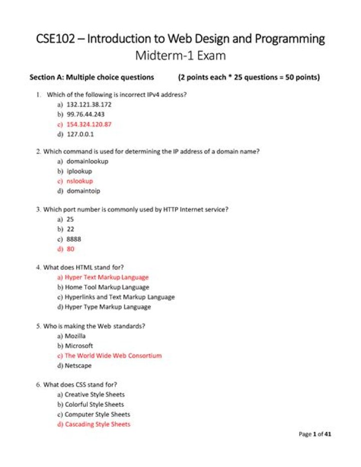 Web Design Exam Questions & Answers PDF: Master Your Next Test