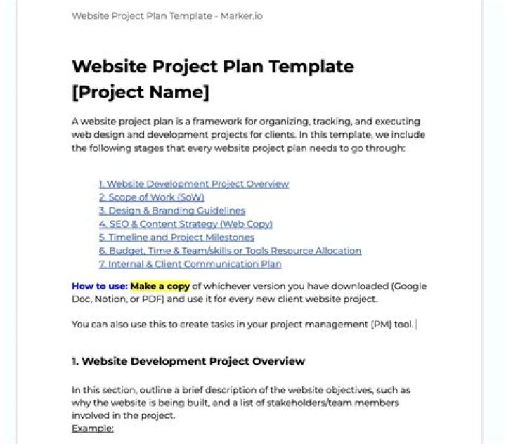 Free Website Project Plan Template PDF – Download Now