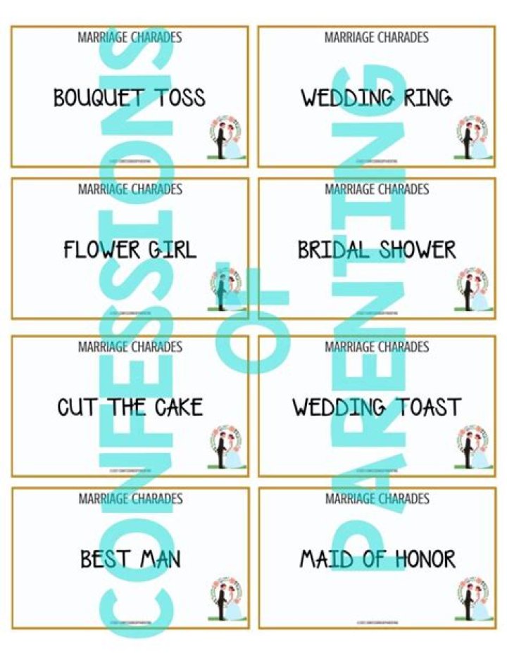 Free Wedding Charades Word List PDF – Fun & Creative Ideas
