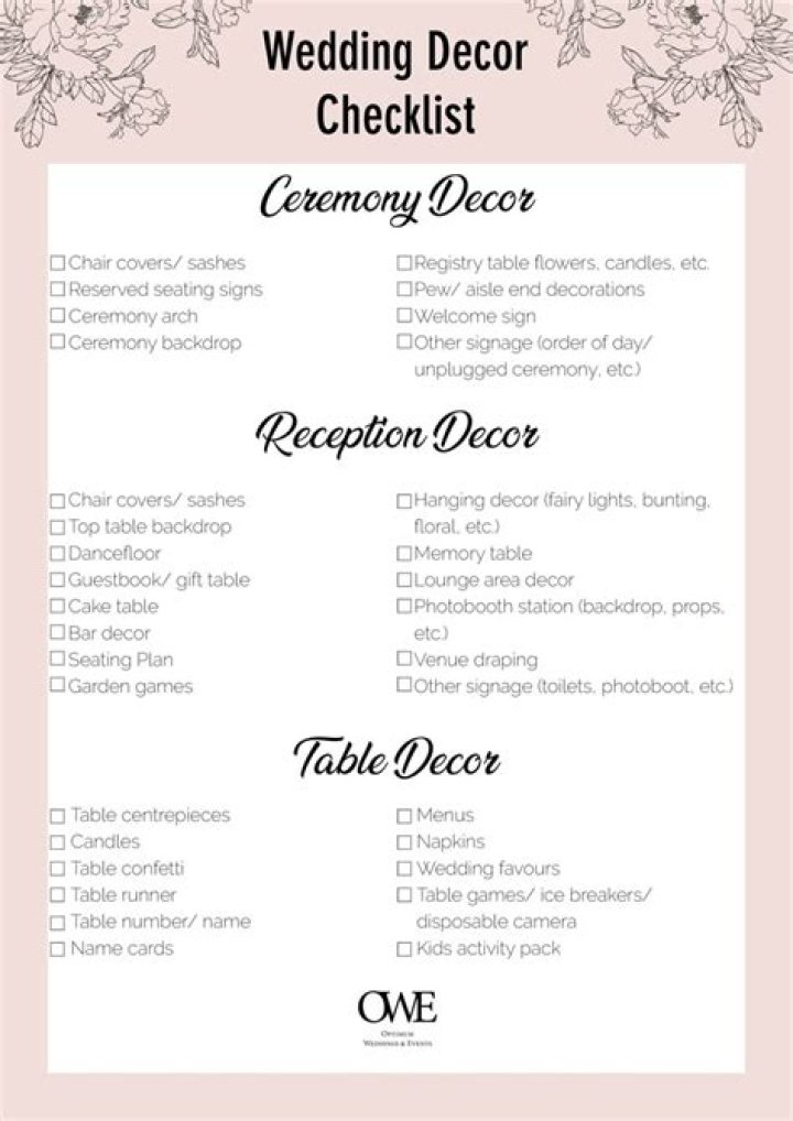 Wedding Decor List PDF: Perfect Inspiration for Your Big Day