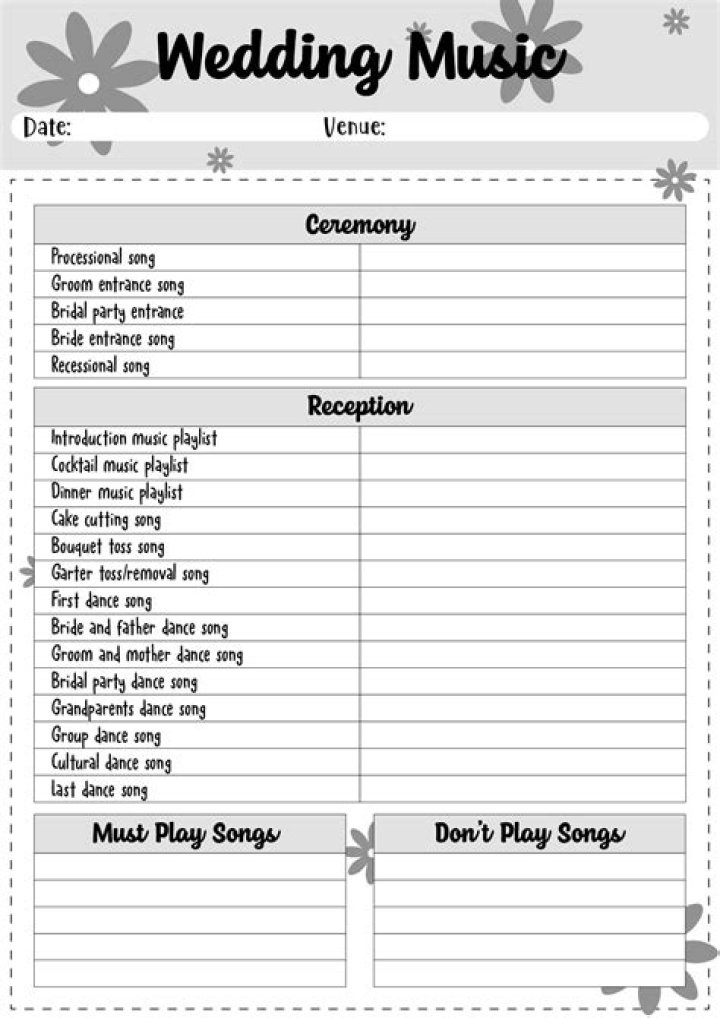 Wedding DJ Worksheet PDF – Free Download for Smooth Celebrations