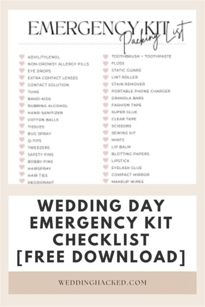 Wedding Emergency Kit List PDF: Essential Items for Unforeseen Situations