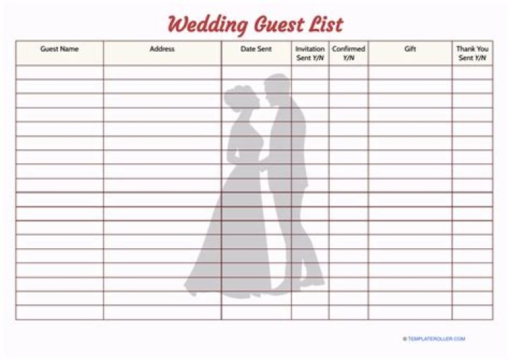 Wedding Guest List Template PDF – Free Download