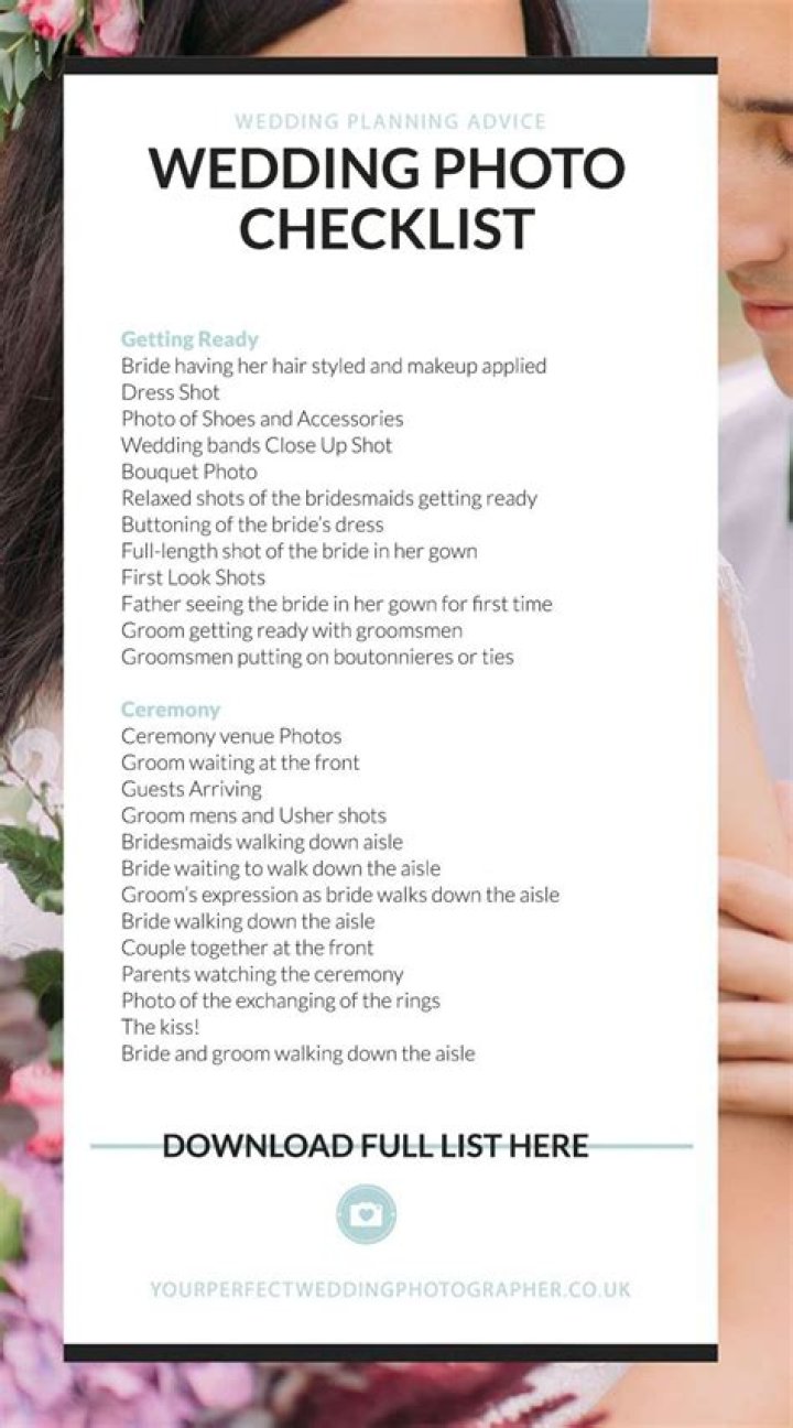 Wedding Photo List PDF: Perfect Collection for Every Couple