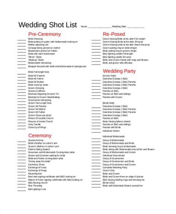 Wedding Shot List PDF – Perfect Plan for Your Big Day