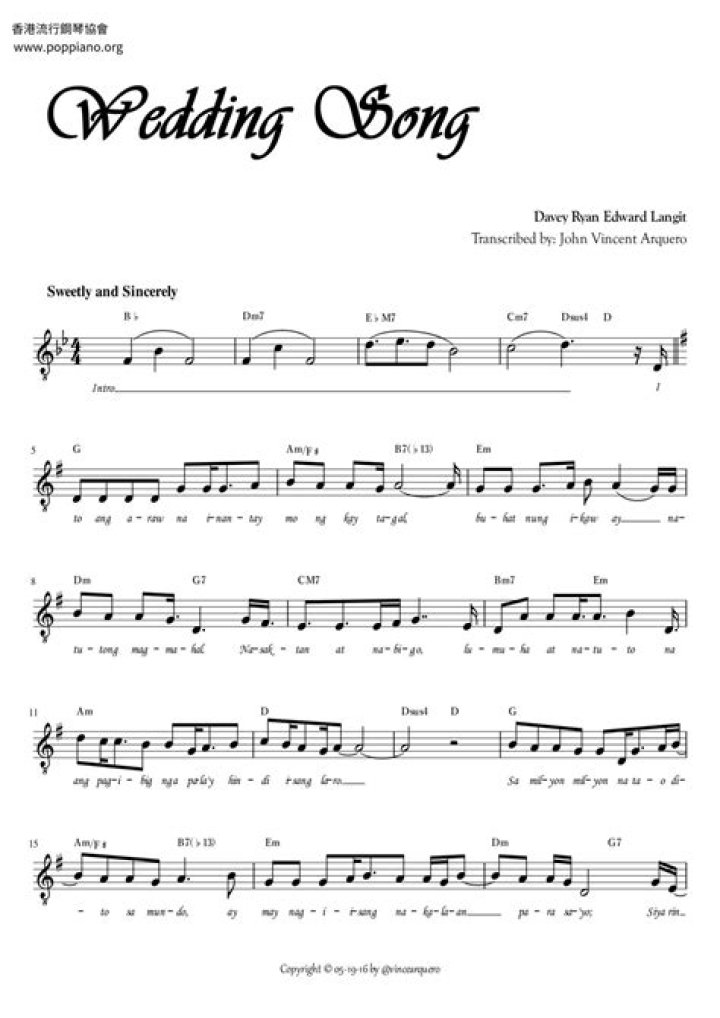 Download Free Wedding Song Sheet Music PDF Instantly