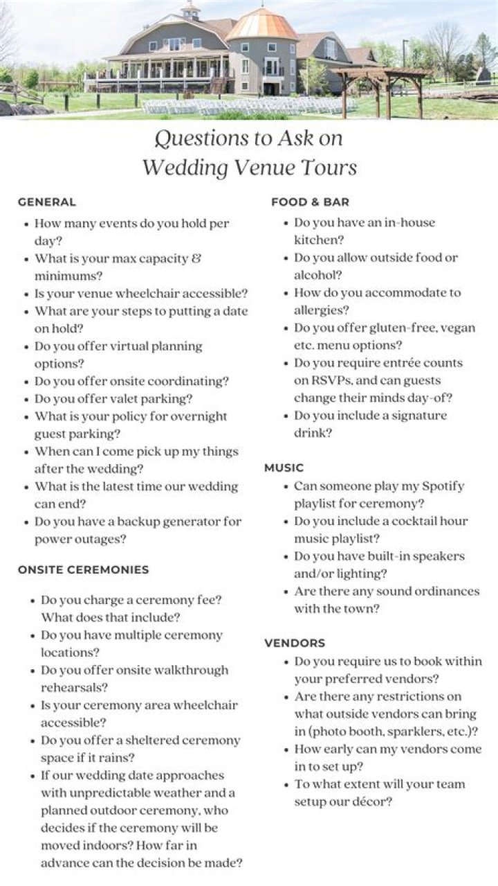 Top 10 Wedding Venue Questions to Ask Before Booking