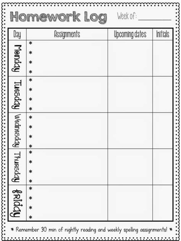 Weekly Homework Sheet PDF – Easy Printable Homework Tracker