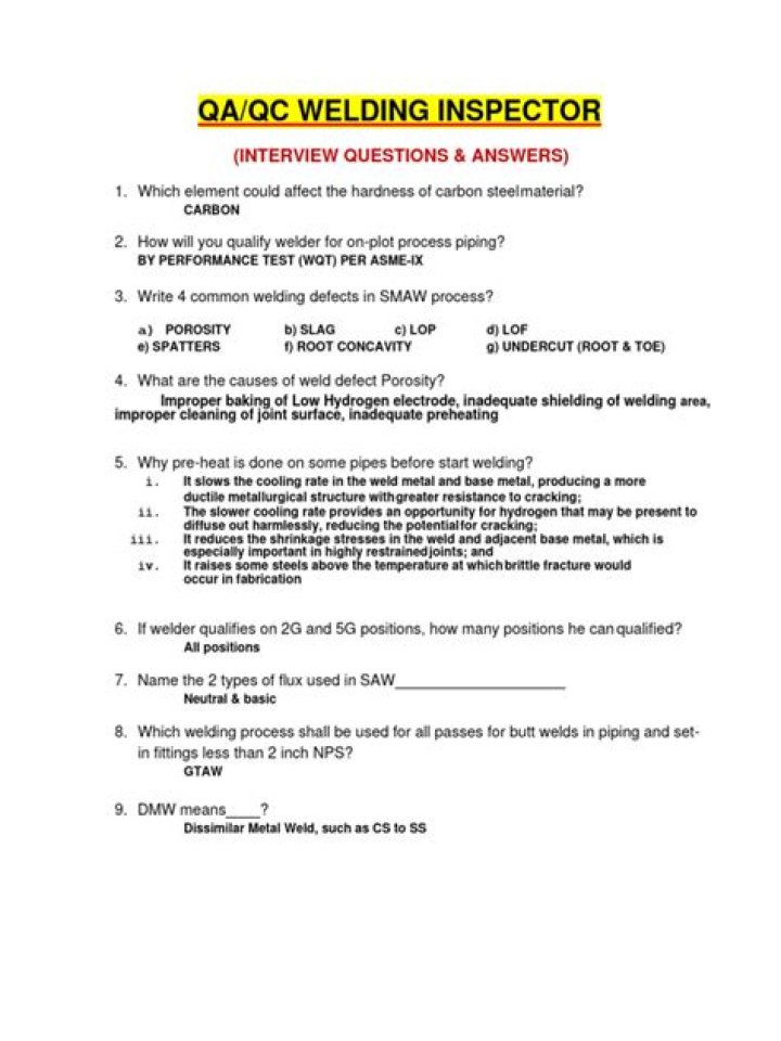 Welding Inspector Interview Questions & Answers PDF: Expert Guide