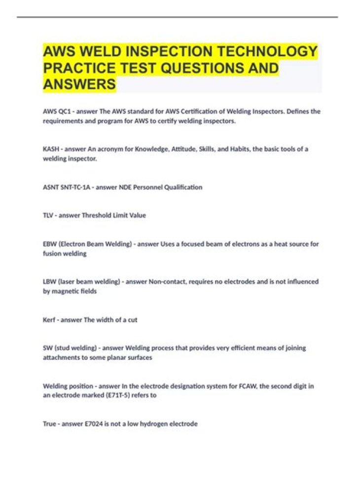 Welding Multiple Choice Questions & Answers PDF Free Download