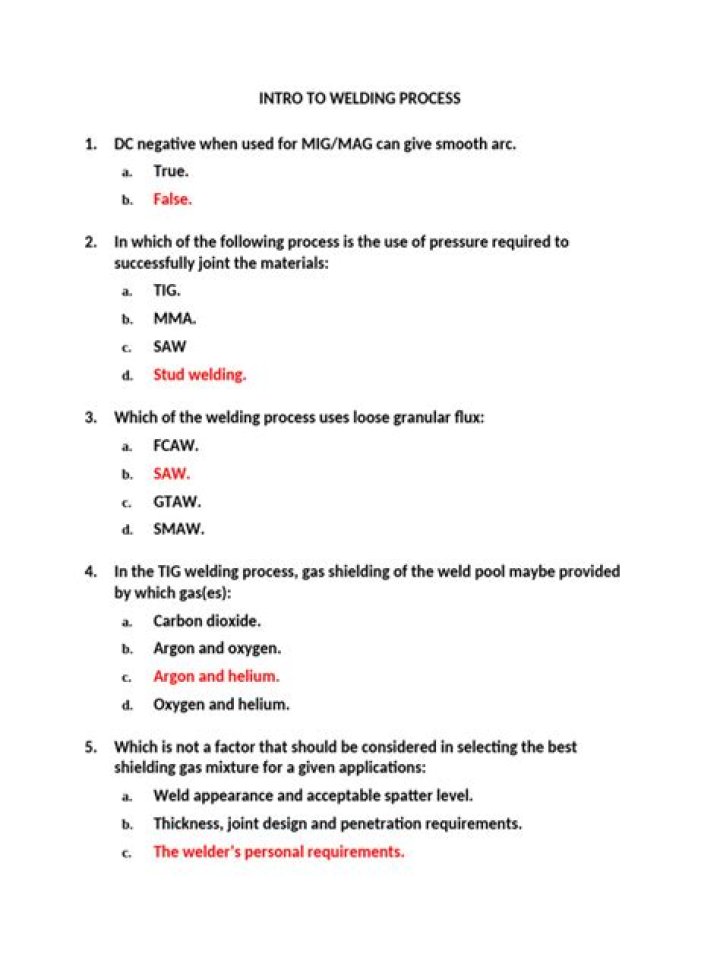Free Welding Worksheets PDF for Skill Development