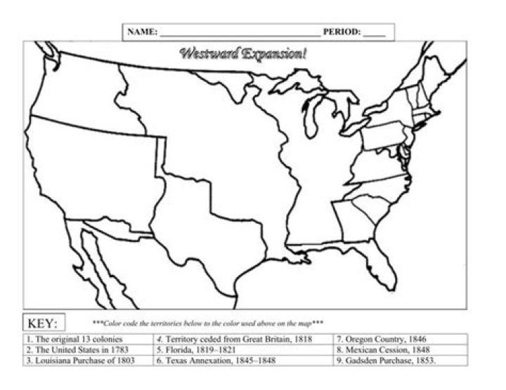 Westward Expansion Map Worksheet PDF – Free Educational Resource