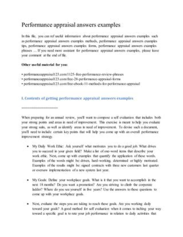 What Could Have Been Better in Appraisal Answers Examples PDF