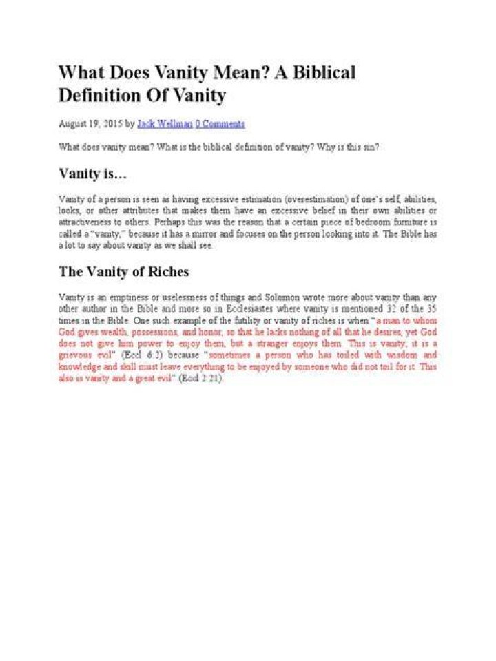 What does it mean to be subject to vanity?