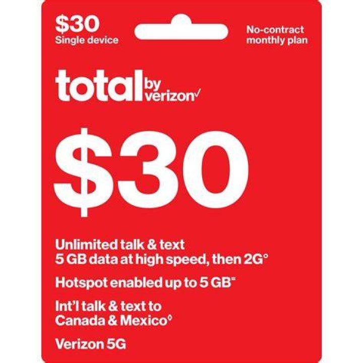 What does the $30 Verizon prepaid card come with?